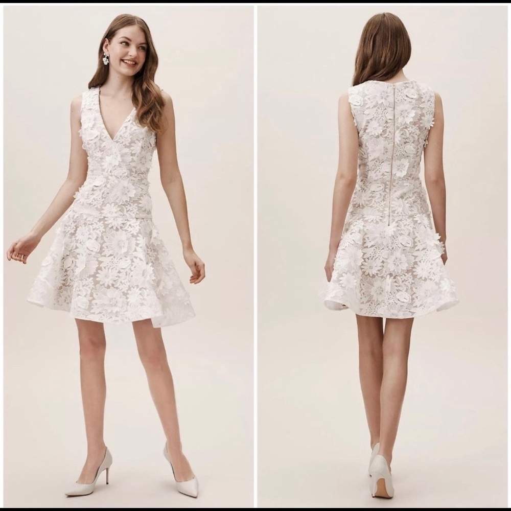 BHLDN Melbourne Ivory Embroidered 3D Floral Wedding Dress, Size 14
